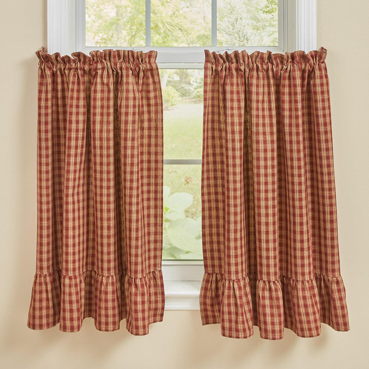 Sturbridge Plaid Ruffle Tiers - Wine 72x36 Park Designs - The Fox Decor