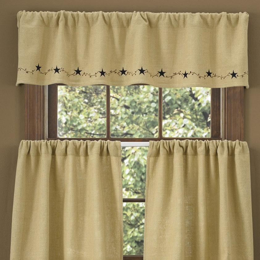 Primitive Burlap Star Valance Park designs - The Fox Decor