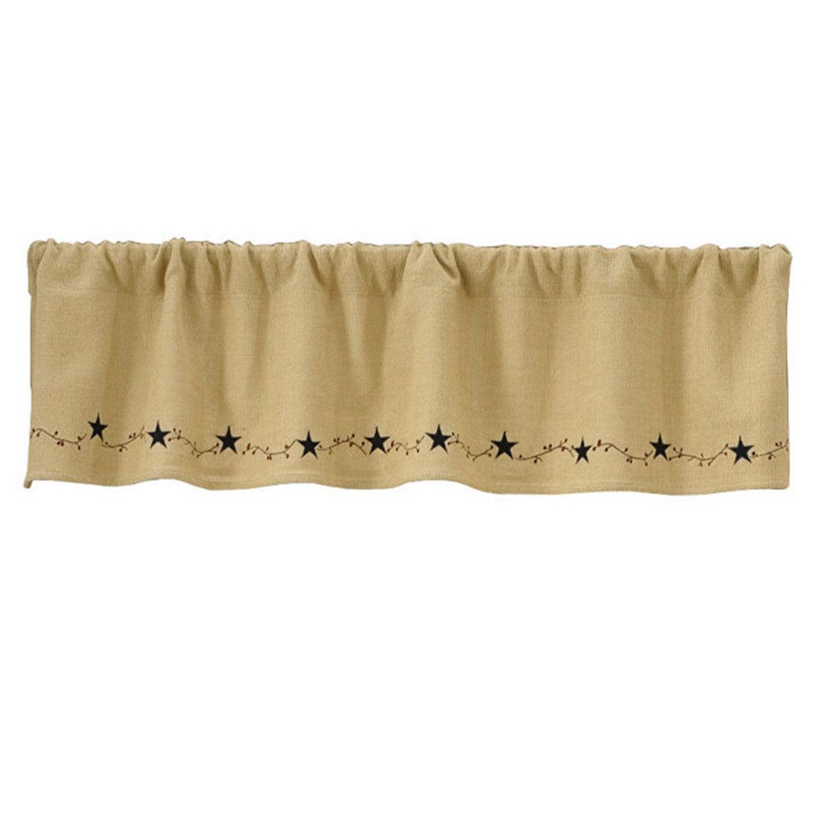 Primitive Burlap Star Valance Park designs - The Fox Decor