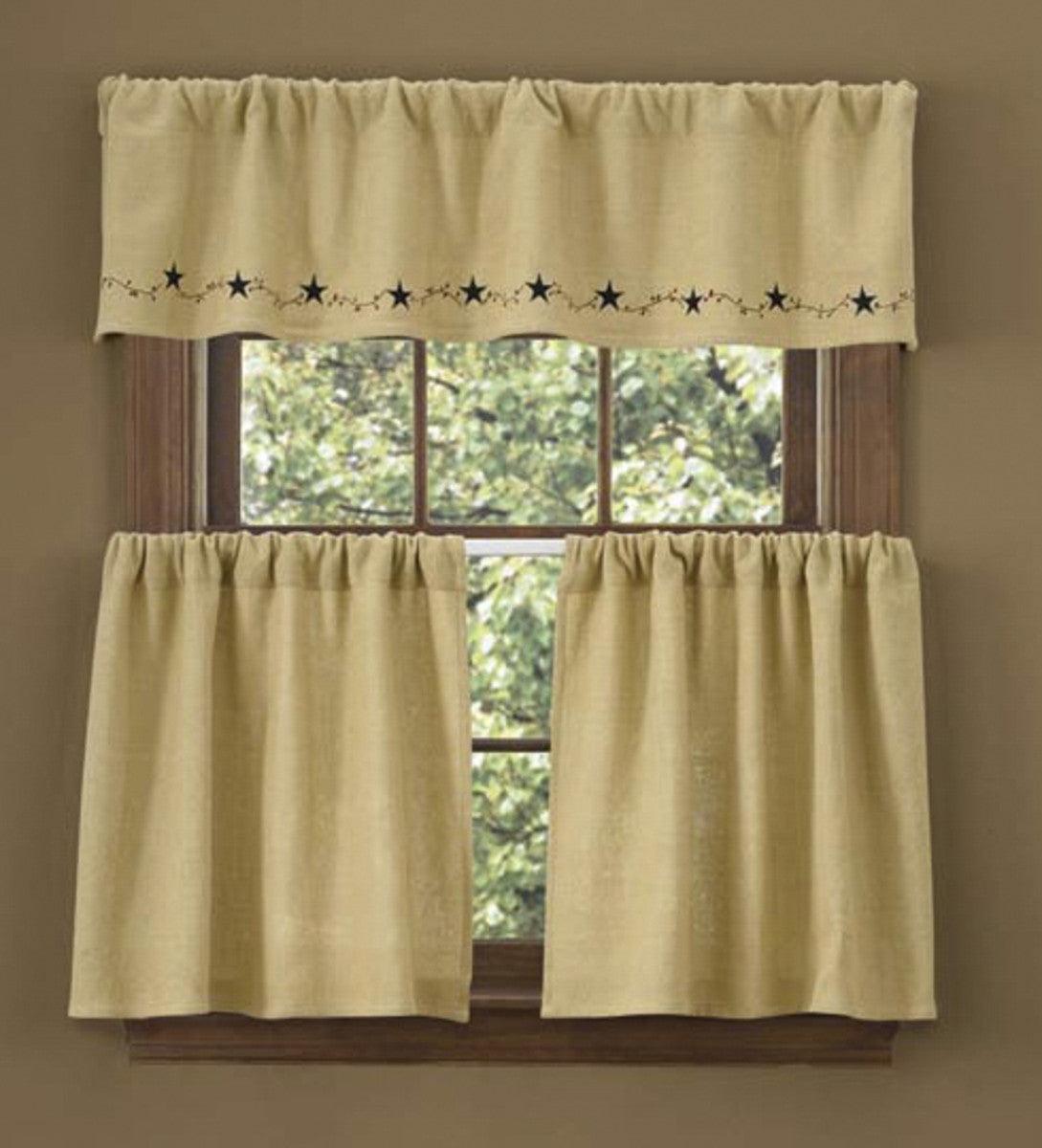 Primitive Burlap Star Valance Park designs - The Fox Decor