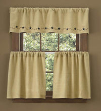 Primitive Burlap Star Valance Park designs - The Fox Decor