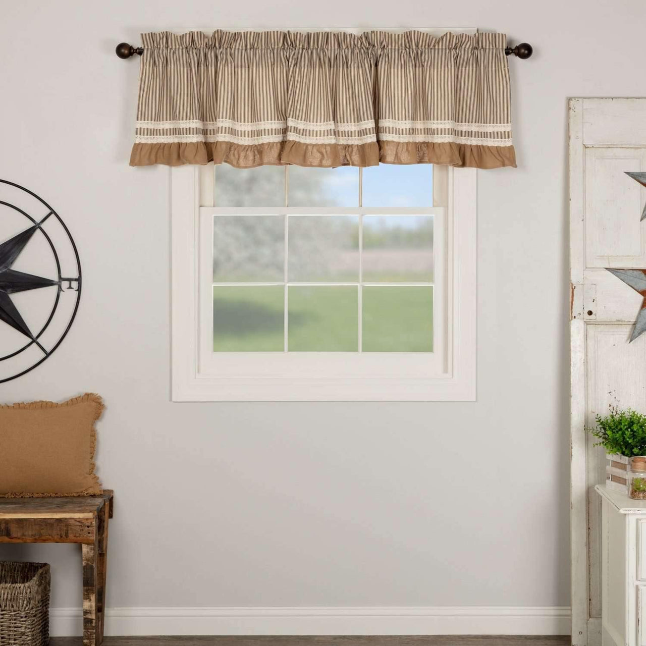 Kendra Stripe Black Valance Curtain 19x90 - The Fox Decor