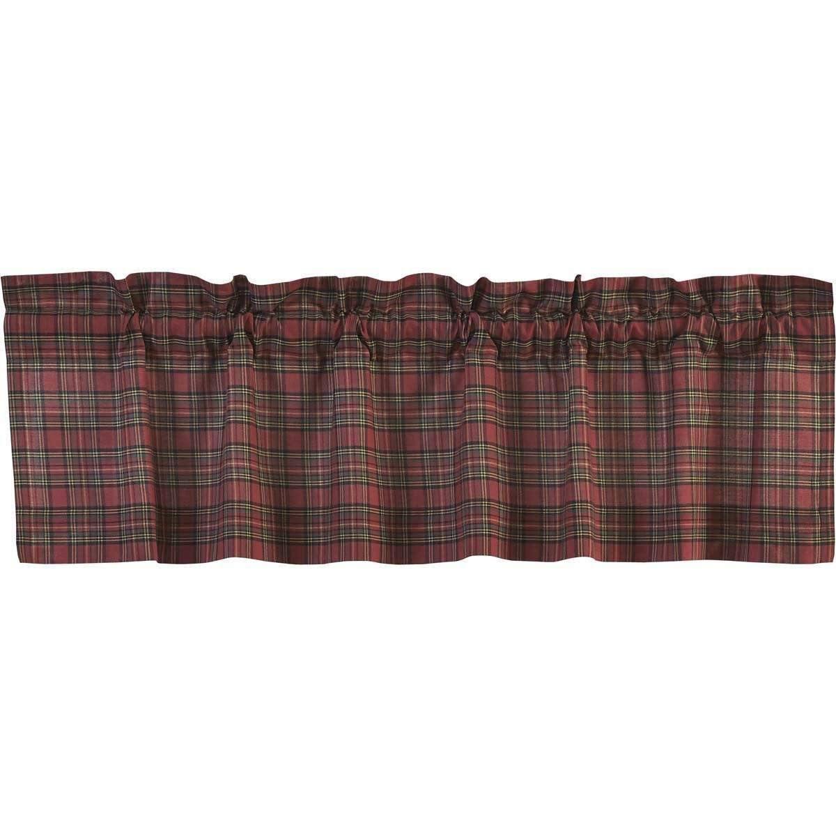 Tartan Red Plaid Valance Curtain 16x60 - The Fox Decor