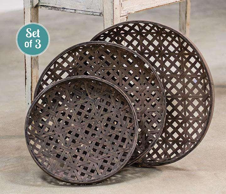 3/Set, Woven Tobacco Style Baskets - The Fox Decor