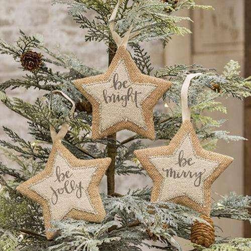3/Set, Xmas Words Star Ornaments - The Fox Decor