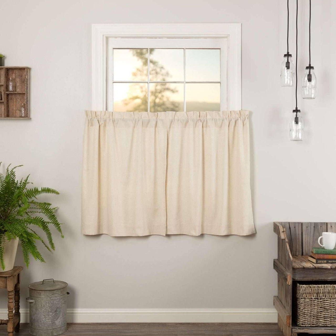 Simple Life Flax Natural Tier Curtain Set of 2 L36xW36 - The Fox Decor