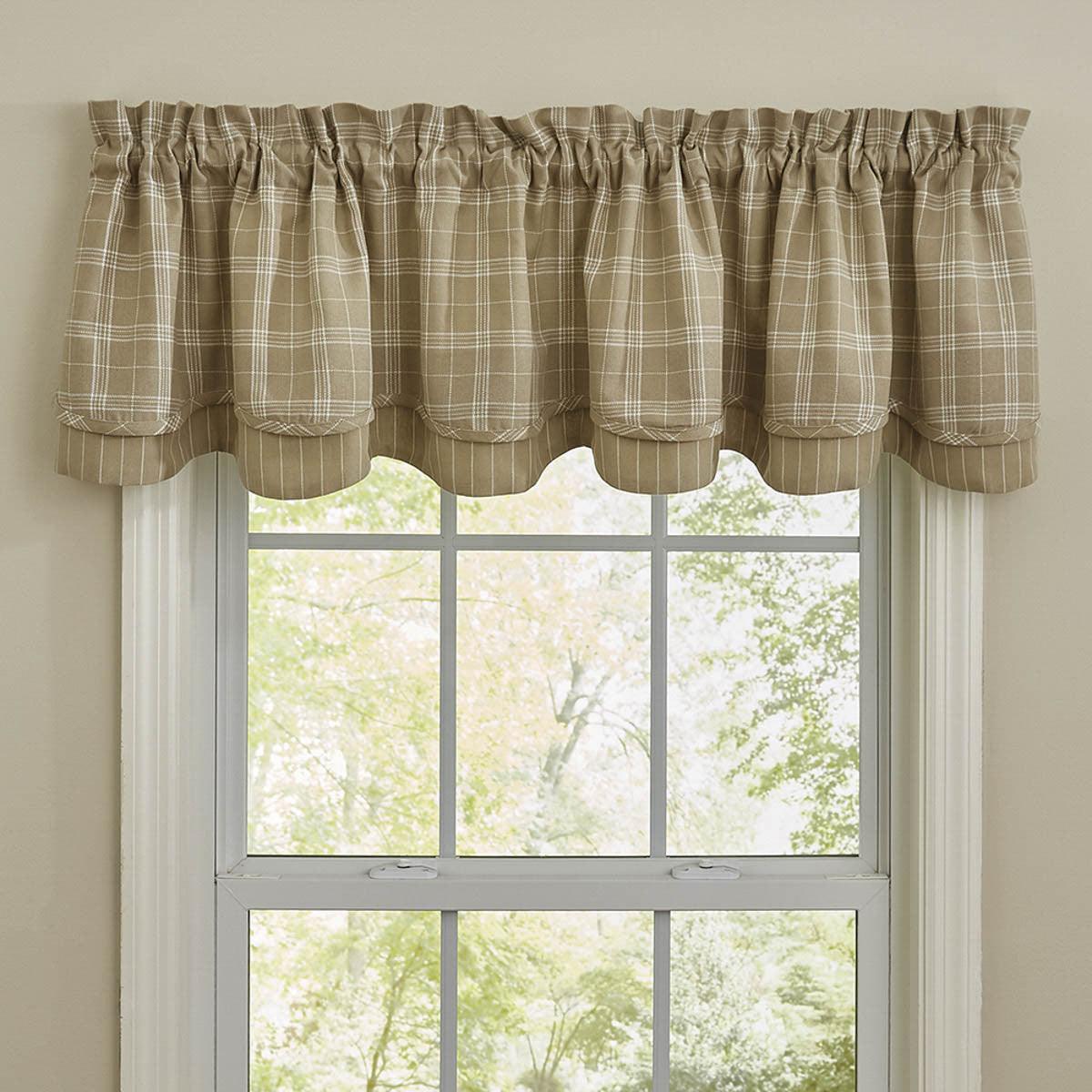 Fieldstone Plaid Valance - Cream Lined Layered Park Designs - The Fox Decor