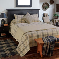 Fieldstone Plaid Queen Bedspread - Black 94x108 - Park Designs - The Fox Decor