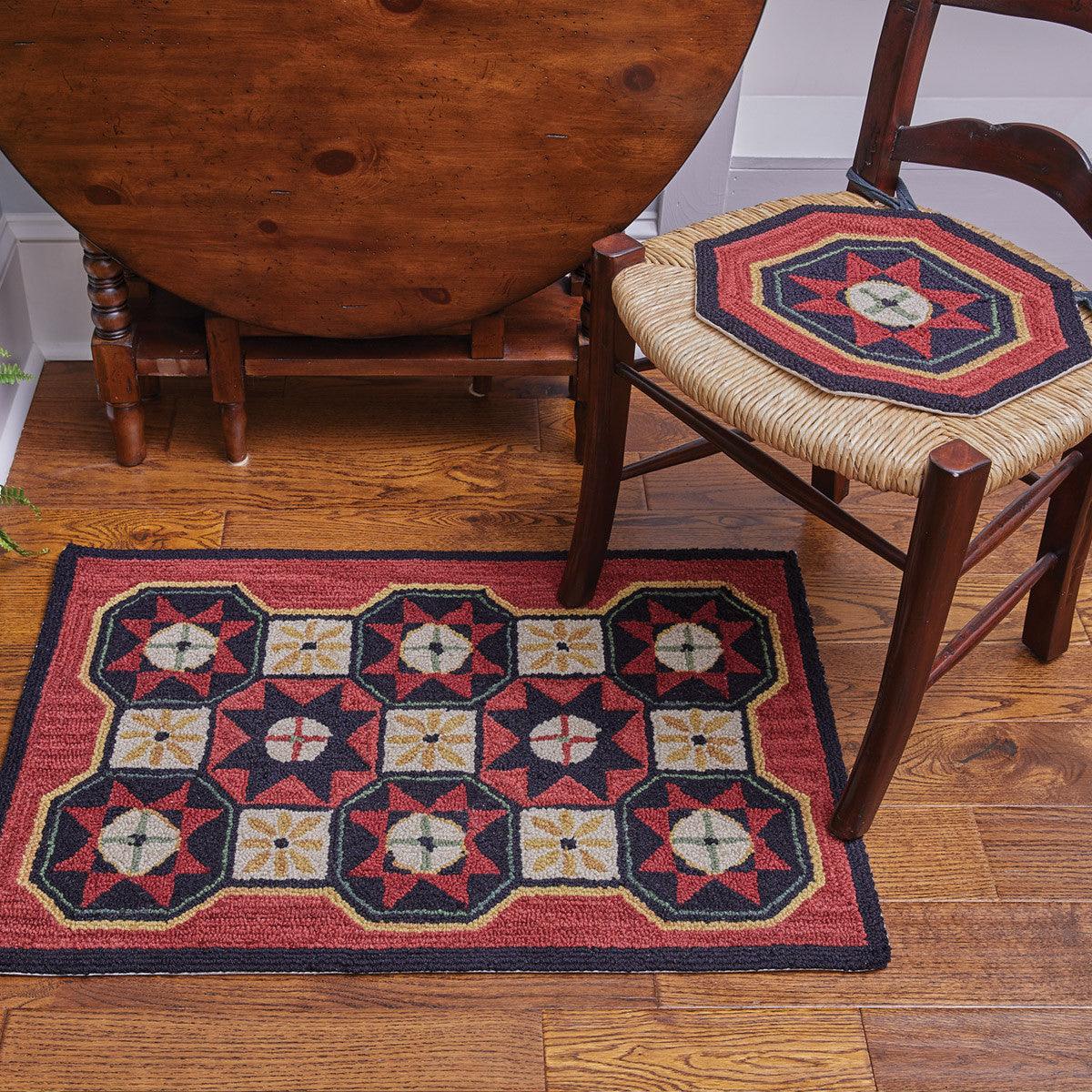 Folk Star Hooked Chair Pad Park Designs - The Fox Decor