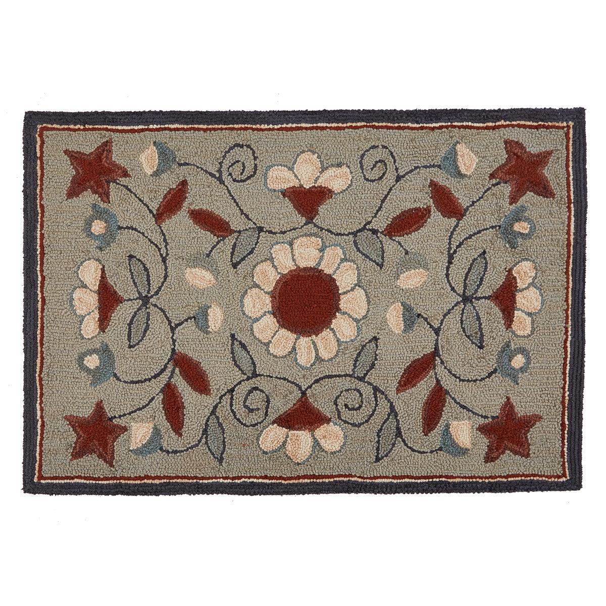 Gray Floral Hooked Rugs - Park Designs - The Fox Decor