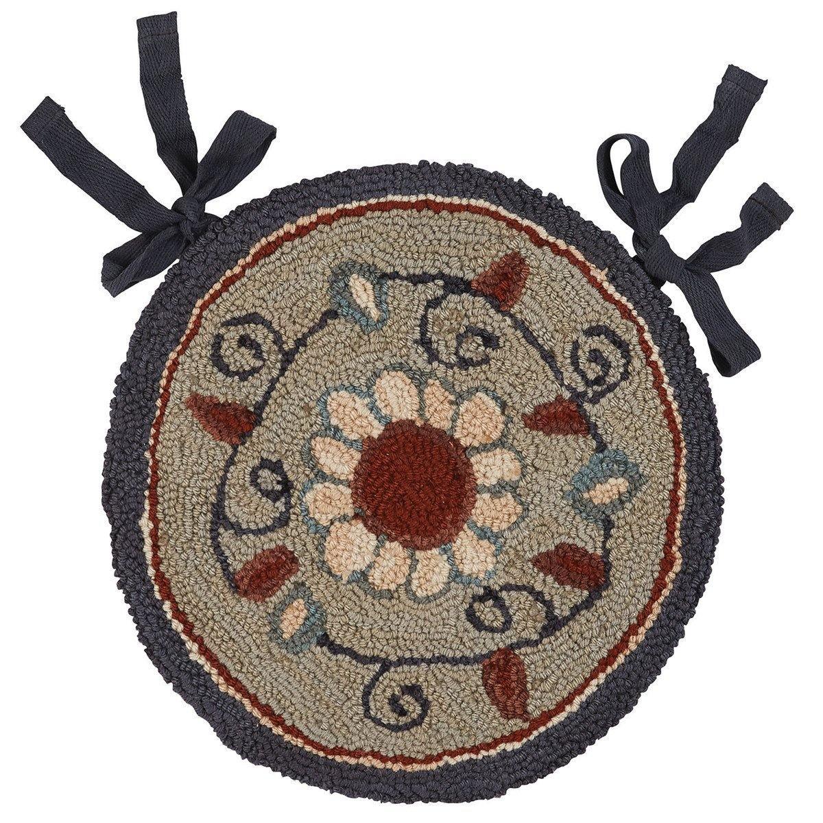 Gray Floral Hooked Chair pad Park Designs - The Fox Decor