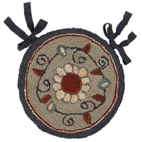 Gray Floral Hooked Chair pad Park Designs - The Fox Decor