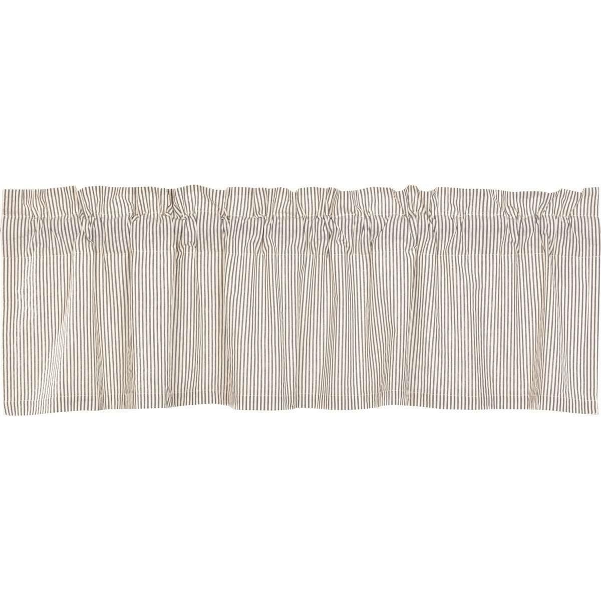 Hatteras Seersucker Blue Ticking Stripe Valance Curtain 16x60 VHC Brands - The Fox Decor