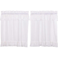 Muslin Ruffled Bleached White Tier Curtain Set of 2 L36xW36 VHC Brands - The Fox Decor