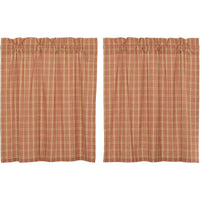Sawyer Mill Red Plaid Tier Curtain Set VHC Brands - The Fox Decor