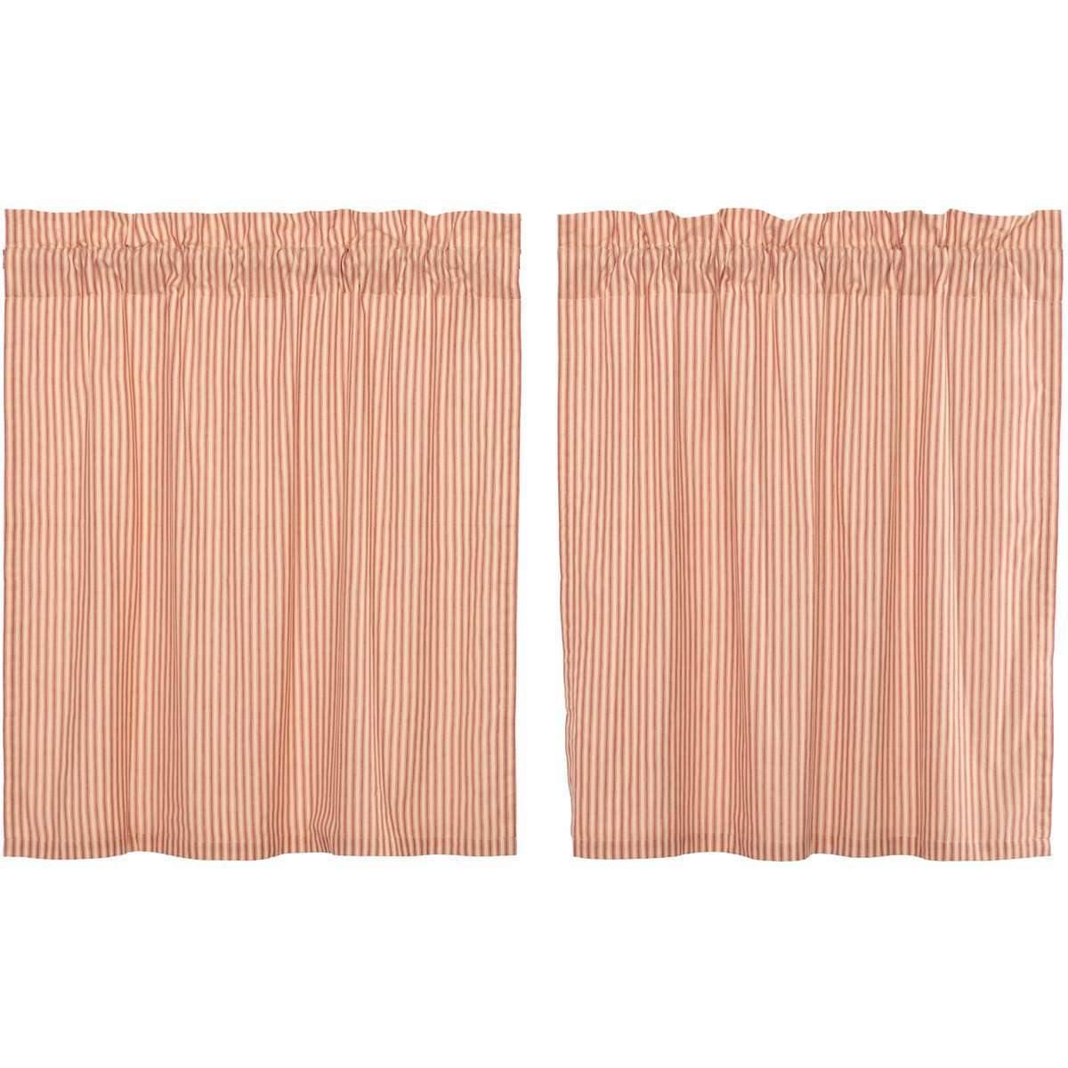 Sawyer Mill Red Ticking Stripe Tier Curtain Set of 2 L36xW36 VHC Brands - The Fox Decor