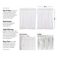 Muslin Ruffled Bleached White Tier Curtain Set of 2 L36xW36 VHC Brands - The Fox Decor