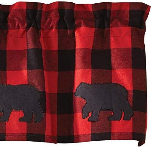 Buffalo Check Bear Applique Lined Valance Park Designs - The Fox Decor