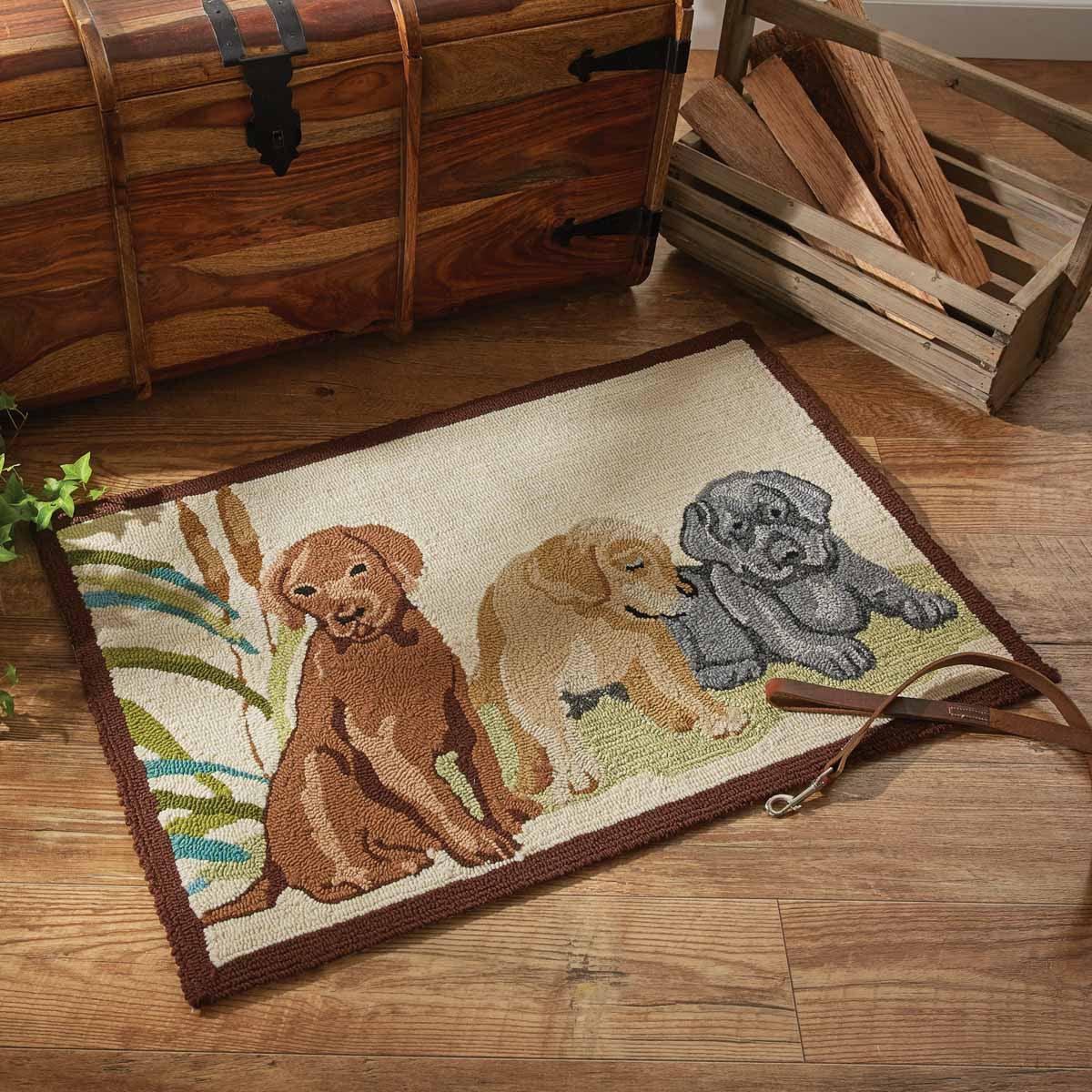 Lab Puppies Indoor/Outdoor Hooked Rug - Park Designs - The Fox Decor