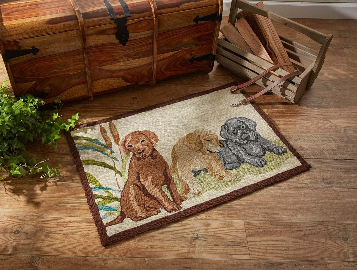 Lab Puppies Indoor/Outdoor Hooked Rug - Park Designs - The Fox Decor
