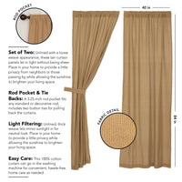 Burlap Natural/Chocolate/Vintage/Antique White Panel Curtain Set of 2 84x40 - The Fox Decor