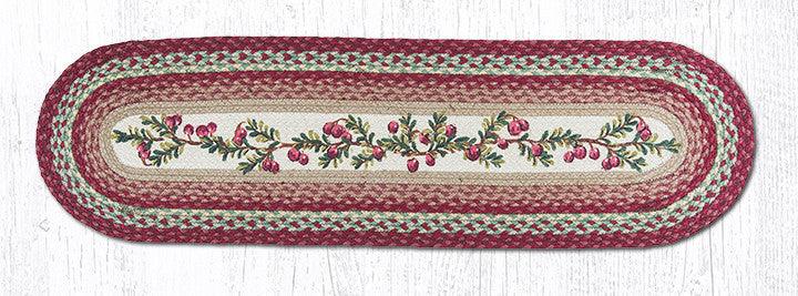 Cranberries Oval Patch Jute Braided Table Runner for Christmas Earth Rugs - The Fox Decor