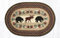 Thumbnail for Bear/Moose Hand Stenciled Oval Patch Braided Rug 20