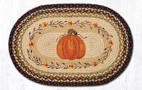 Thumbnail for Pumpkin Candy Corn Hand Stenciled Oval Patch Braided Rug 20