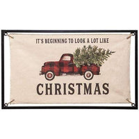 Christmas Buffalo Check Truck Fabric Sign - The Fox Decor