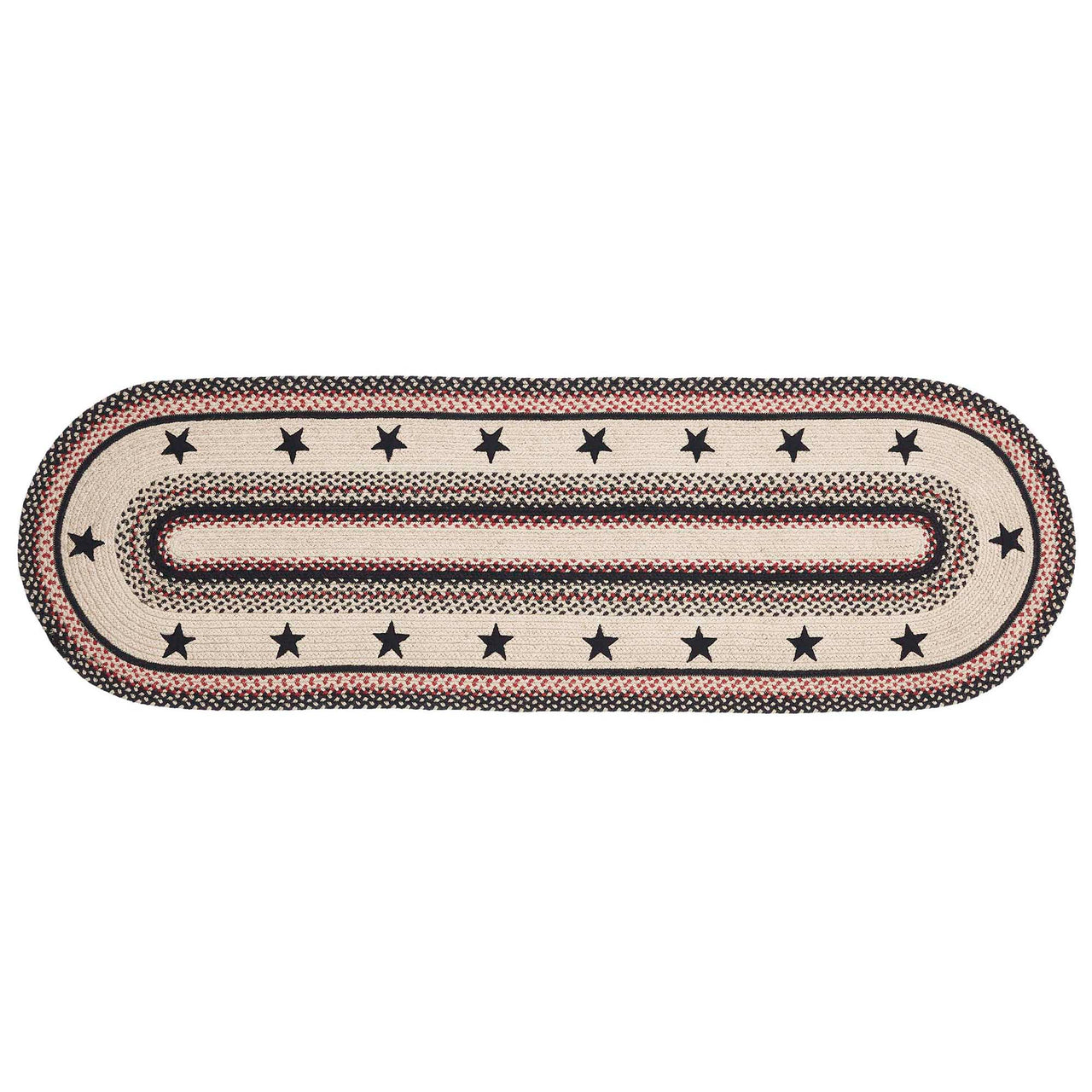 Colonial Star Jute Braided Rug/Runner Oval with Rug Pad 22"x72" VHC Brands - The Fox Decor