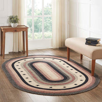 Colonial Star Jute Braided Rug Oval with Rug Pad 5'x8' VHC Brands - The Fox Decor