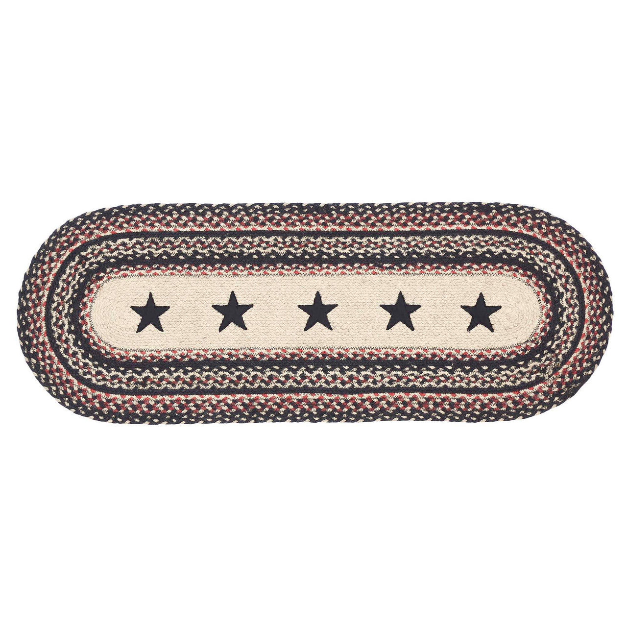 Colonial Star Jute Braided Runner Oval 13"x36" VHC Brands - The Fox Decor