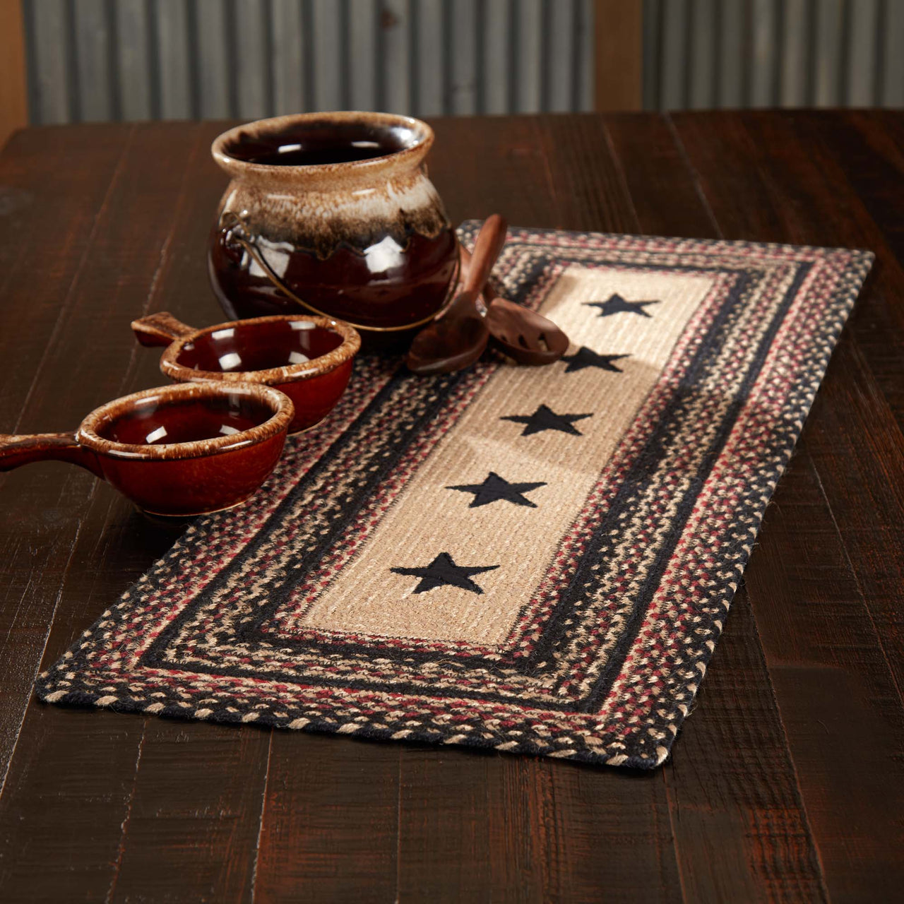 Colonial Star Jute Braided Runner Rect 13"x36" VHC Brands - The Fox Decor