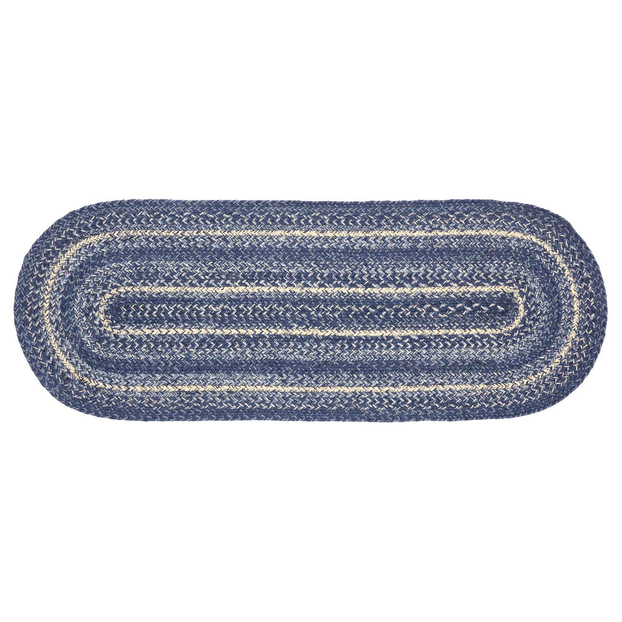 Great Falls Blue Jute Braided Oval Runner 13"x36" VHC Brands - The Fox Decor