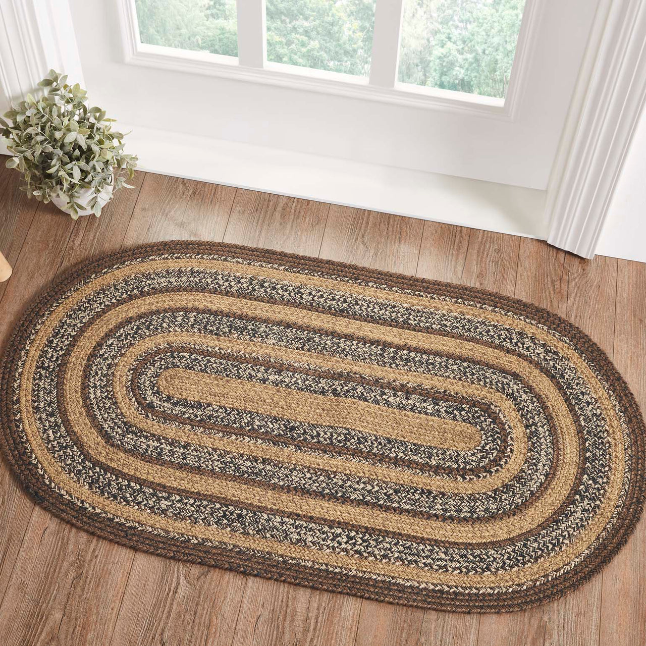 Espresso Jute Braided Rug Oval with Rug Pad 27"x48" VHC Brands