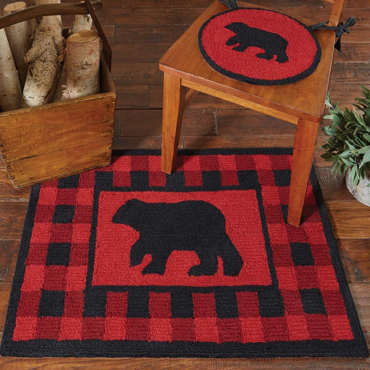 Buffalo Check Bear Hooked Rug - 2x3 Park Designs - The Fox Decor