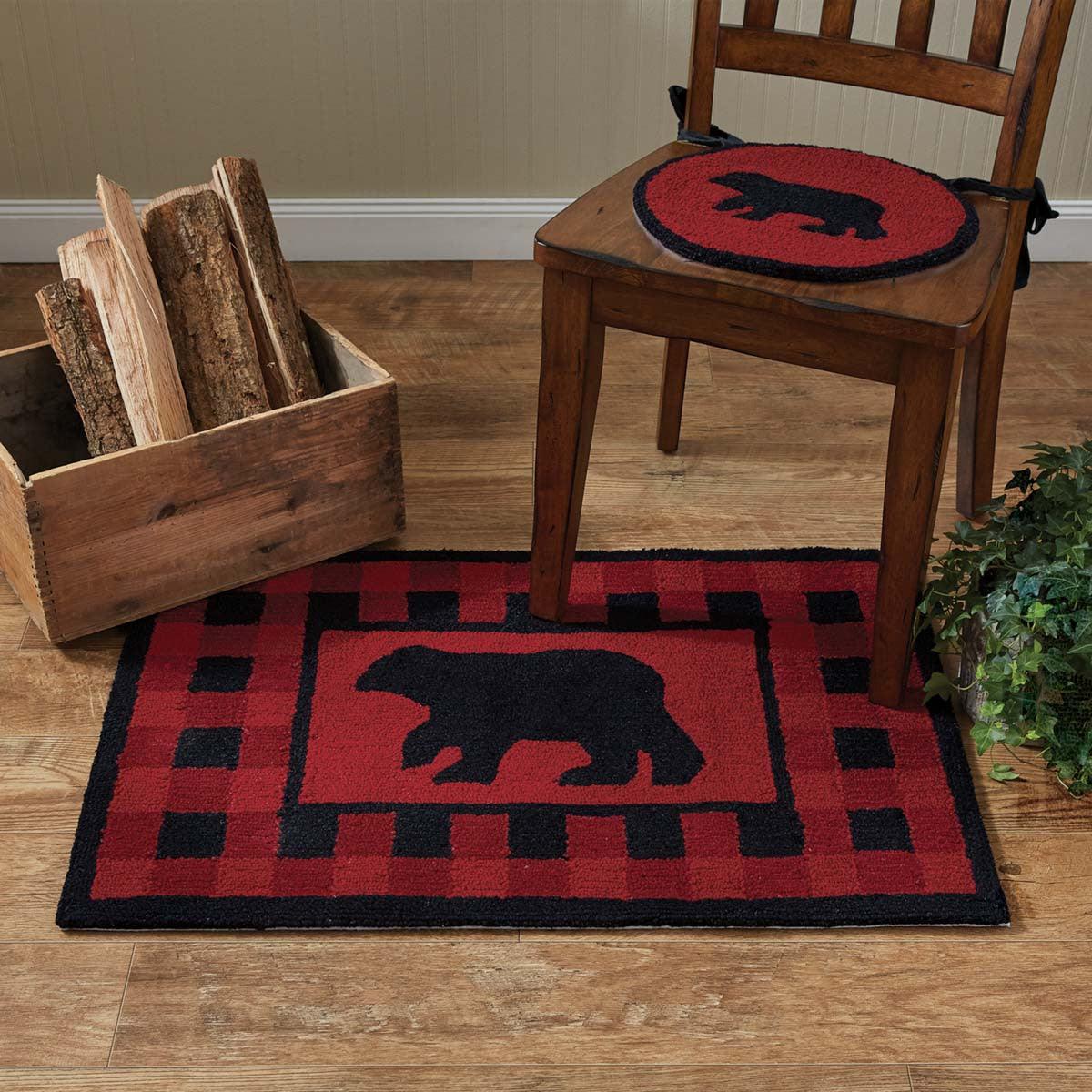 Buffalo Check Bear Hooked Rug - 2x3 Park Designs - The Fox Decor