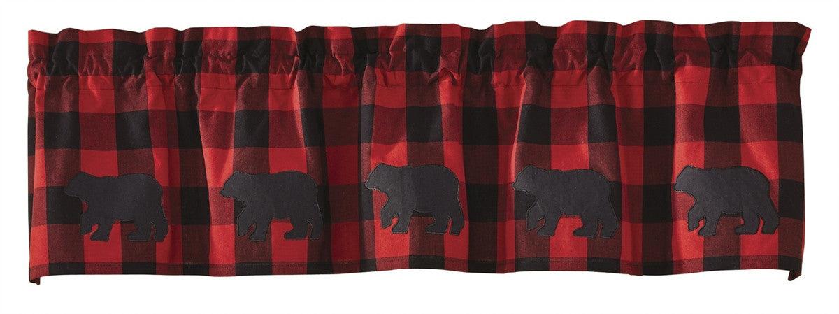 Buffalo Check Bear Applique Lined Valance Park Designs - The Fox Decor