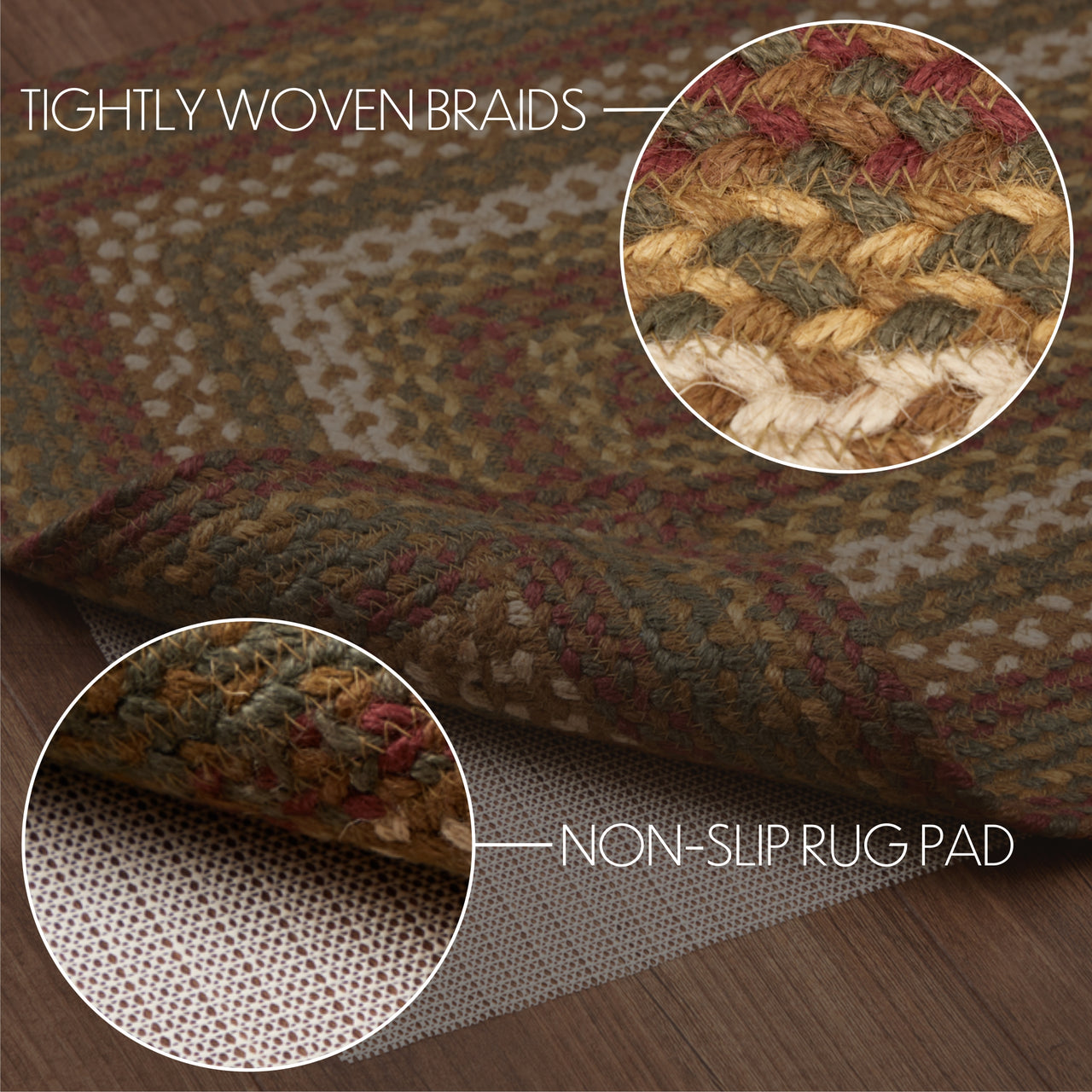 Tea Cabin Jute Braided Rug Rect 20"x30"with Rug Pad VHC Brands