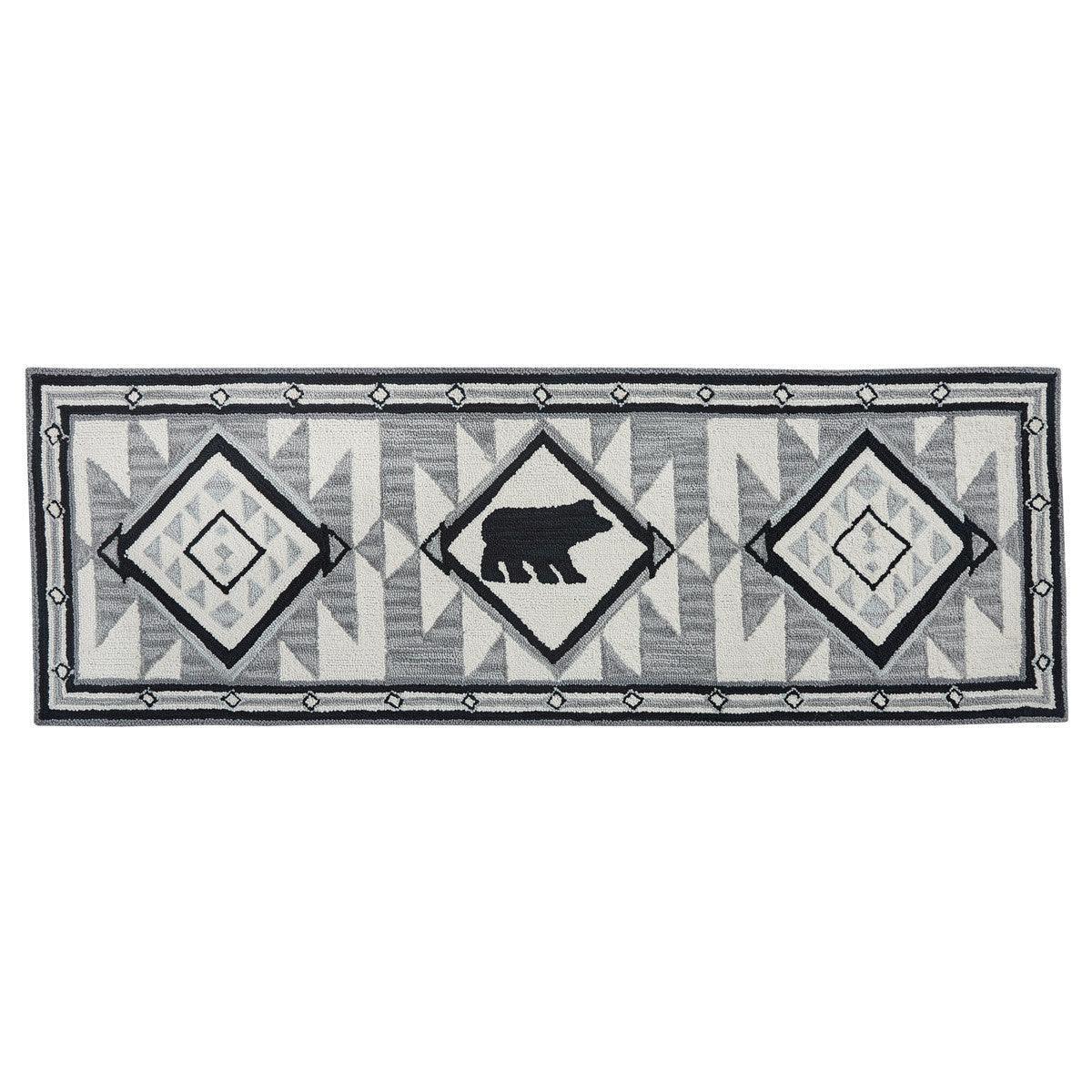 Tribal Hooked Rug Runner 2X6 Black, Gray Park Designs - The Fox Decor