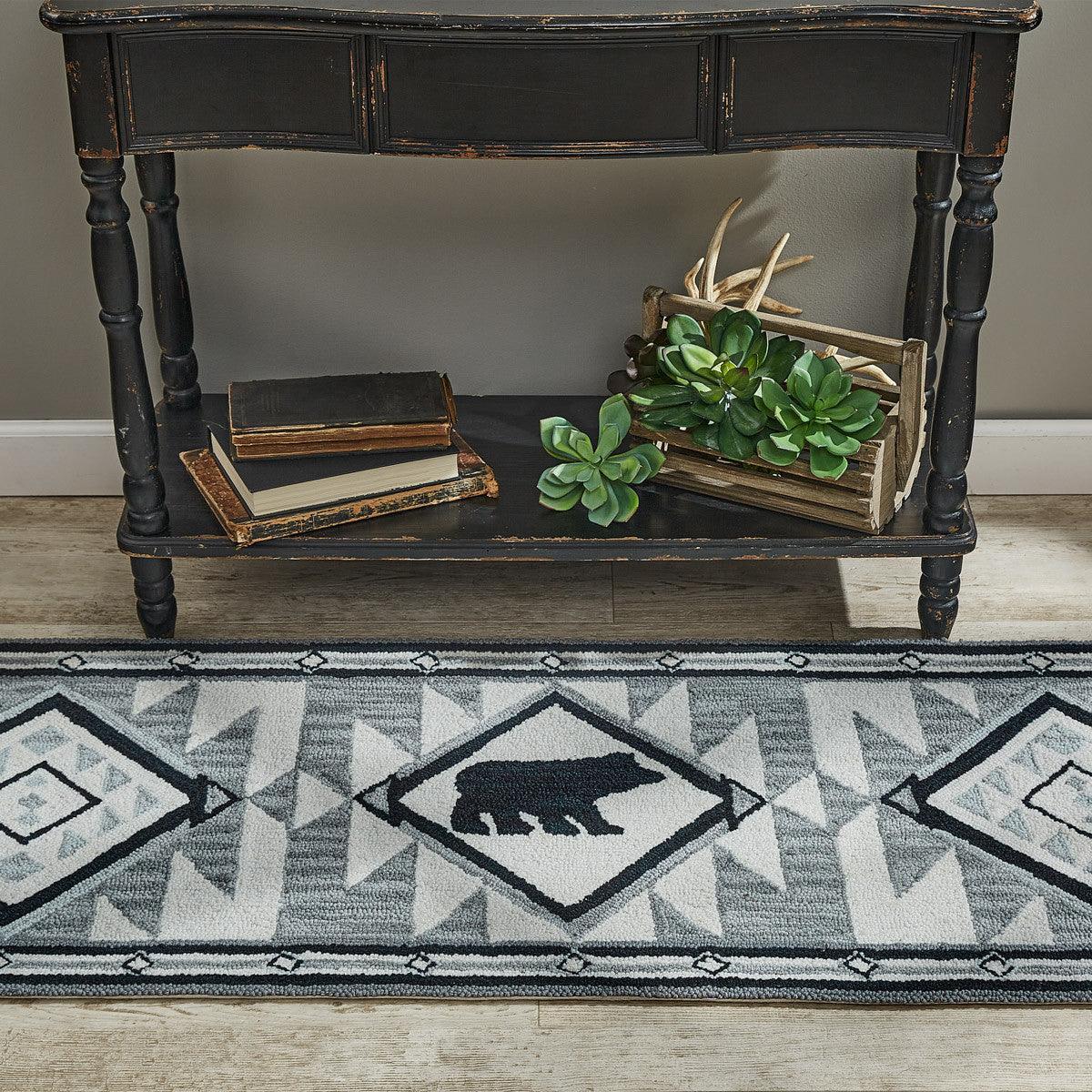 Tribal Hooked Rug Runner 2X6 Black, Gray Park Designs - The Fox Decor