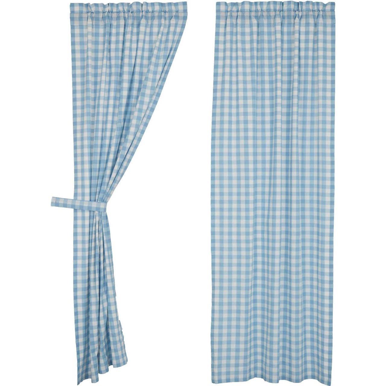 Annie Buffalo Blue Check Panel Set of 2 84x40 VHC Brands - The Fox Decor