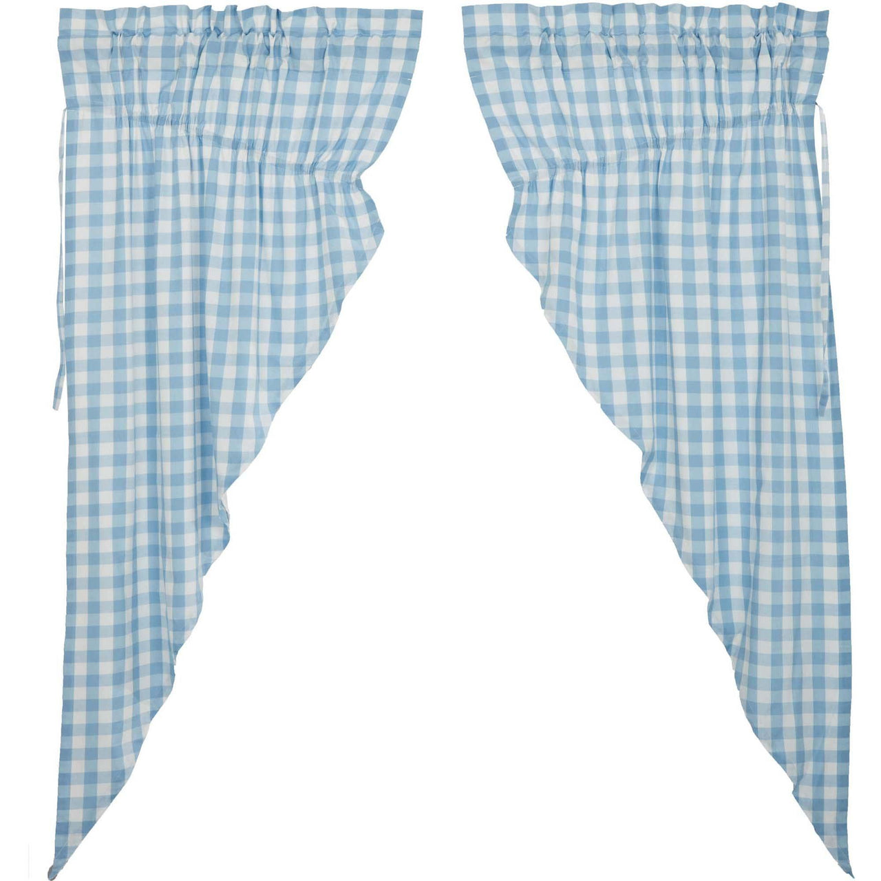 Annie Buffalo Blue Check Prairie Short Panel Set of 2 63x36x18 VHC Brands - The Fox Decor