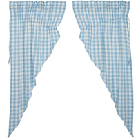 Annie Buffalo Blue Check Prairie Short Panel Set of 2 63x36x18 VHC Brands - The Fox Decor