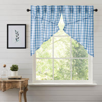 Annie Buffalo Blue Check Prairie Swag Set of 2 36x36x18 VHC Brands - The Fox Decor