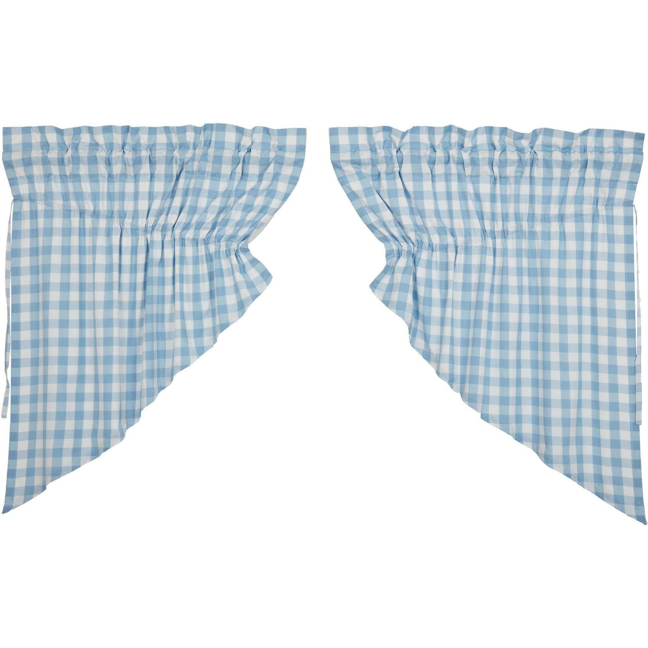 Annie Buffalo Blue Check Prairie Swag Set of 2 36x36x18 VHC Brands - The Fox Decor