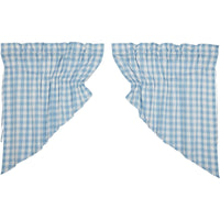 Annie Buffalo Blue Check Prairie Swag Set of 2 36x36x18 VHC Brands - The Fox Decor