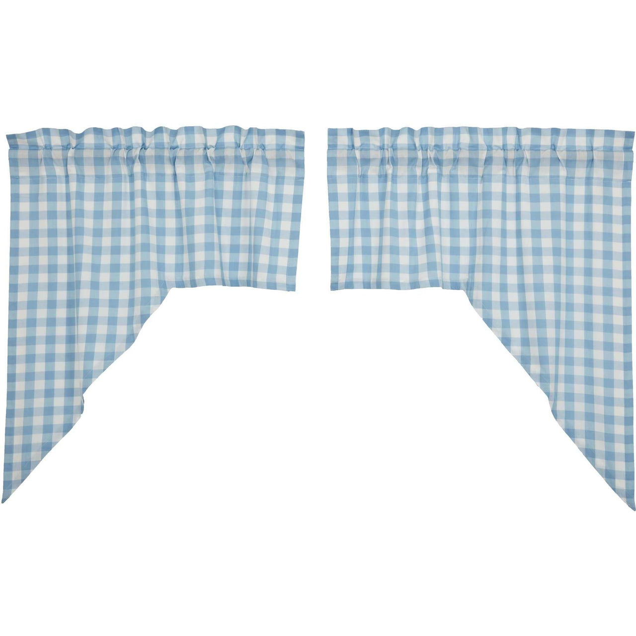 Annie Buffalo Blue Check Swag Set of 2 36x36x16 VHC Brands - The Fox Decor