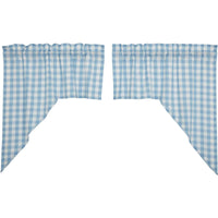 Annie Buffalo Blue Check Swag Set of 2 36x36x16 VHC Brands - The Fox Decor