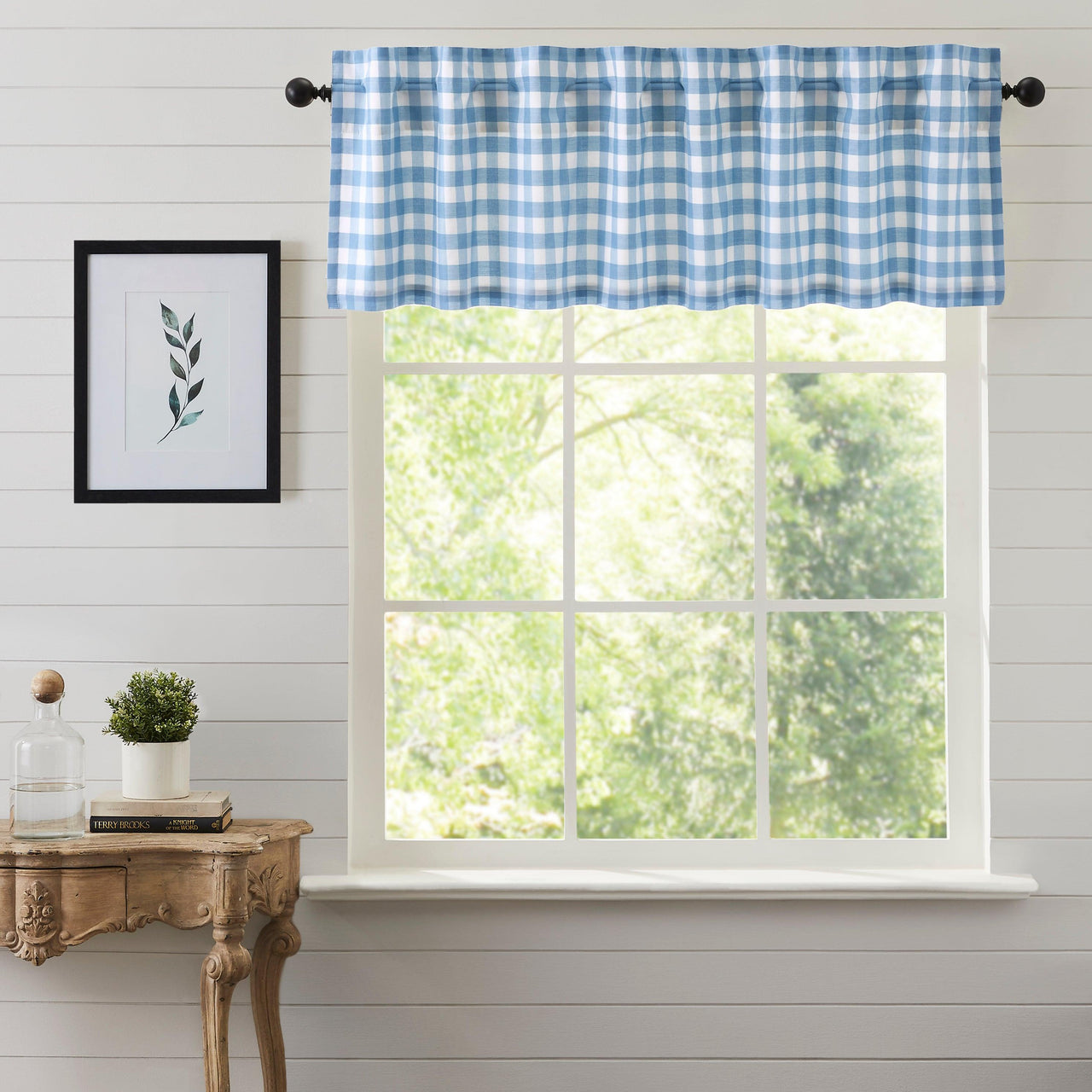 Annie Buffalo Blue Check Valance 16x72 VHC Brands - The Fox Decor